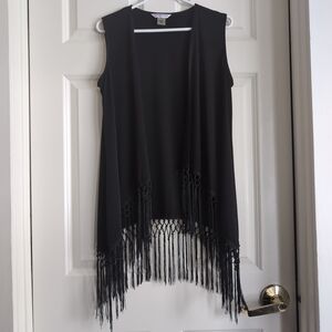 Black fringe boho vest
